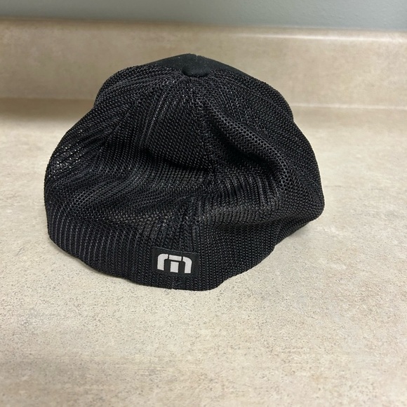 Travis Mathew’s men’s Black Trucker Hat with Blue Stripe - Picture 4 of 4